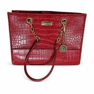 Anne Klein Coast is Clear Red Crocodile Print Womens Bag